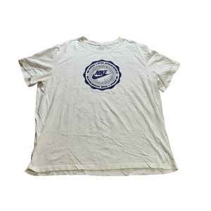 Nike Shirt XXL White Navy Blue Mens Beaverton Oregon Big Logo Swoosh Retro Seal